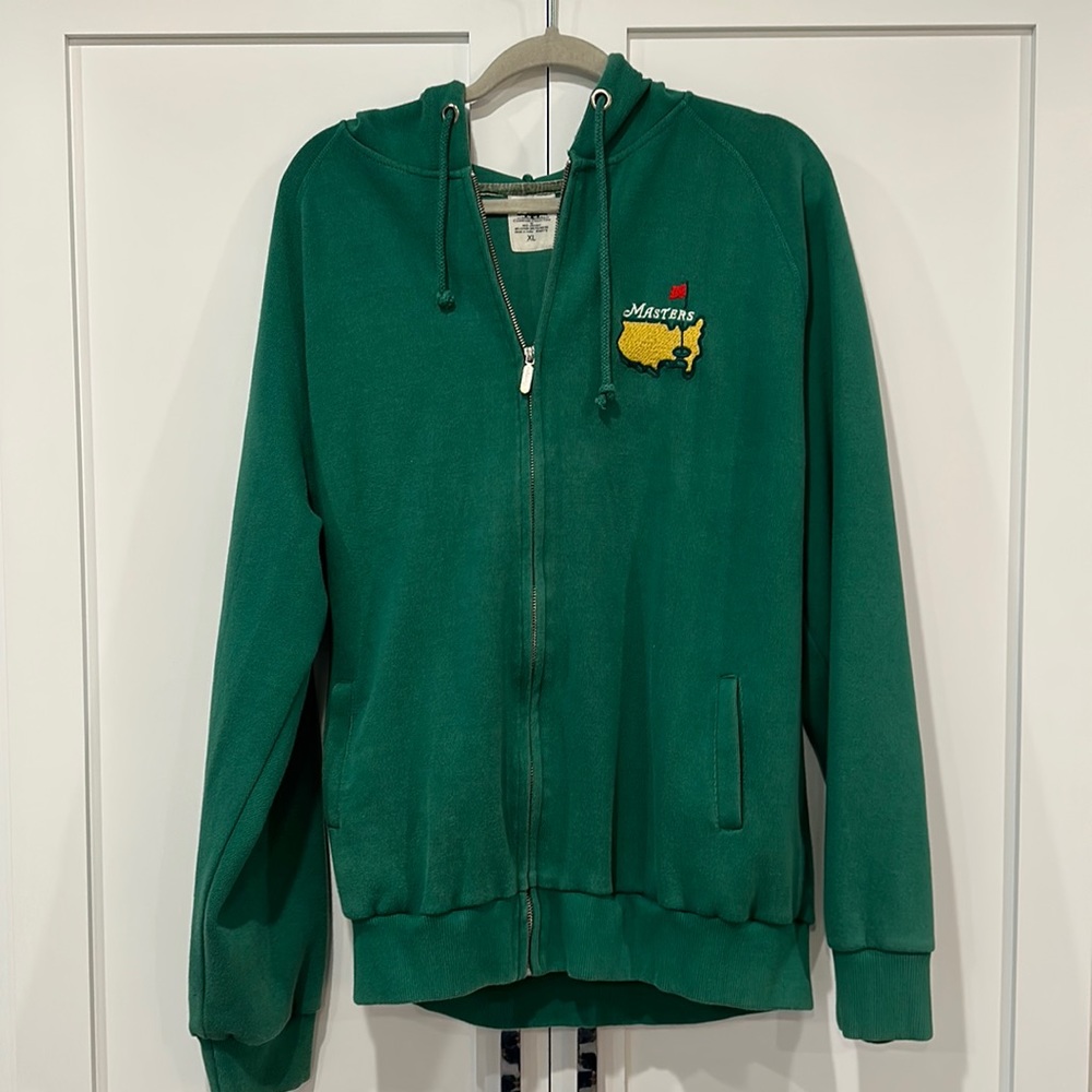 The Masters Warm Up Jacket Full Zip Green with Embroidered Maters logo. XLarge